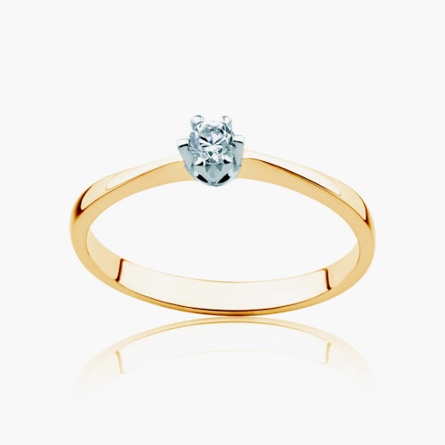 Pierścionek zaręczynowy Triumph of Love: dwukolorowe złoto, z diamentem